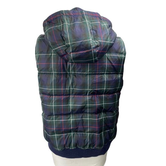 J.Crew Multicolor Plaid Checkered Zip Up Snap Button Hoodie Puffer Coat Vest XL - Picture 2 of 4